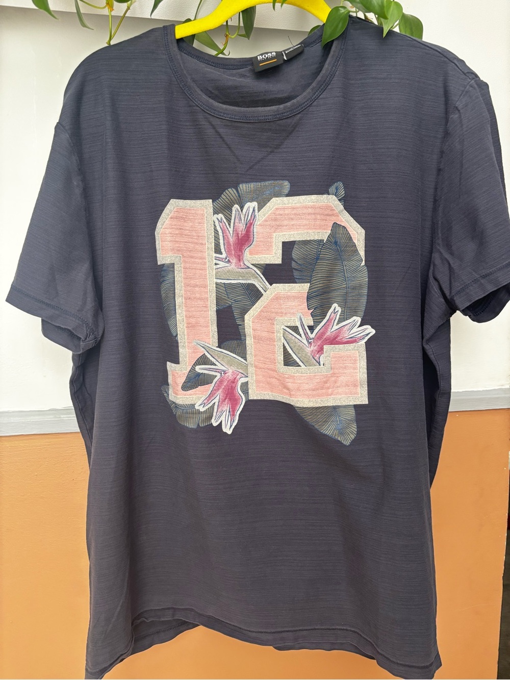 Boss Navy Graphic Tee with Pink Floral '12'